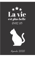 La vie est plus belle avec un chat: Agenda Hebdomadaire 2020 1 Semaine par page Format A5 Janvier 2020 à Décembre 2020 Planificateur Organiseur Semainier avec Calendrier Carnet de Note