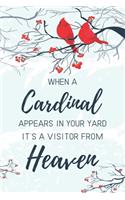 When a Cardinal Appears in Your Yard It's a Visitor From Heaven: 6x9" Dot Bullet Notebook/Journal Empowered Believe Positivity Gift Idea