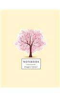 Notebook magic lover: Cherry blossom on yellow cover and Lined pages, Extra large (8.5 x 11) inches, 110 pages, White paper(3 Cherry Blossom on Yellow Notebook)