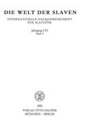 Die Welt Der Slaven. Jahrgang LVI (2011) Heft 1