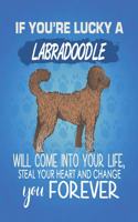 If You're Lucky A Labradoodle Will Come Into Your Life, Steal Your Heart And Change You Forever: Composition Notebook for Dog and Puppy Lovers