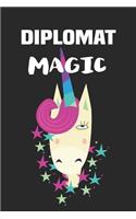 Diplomat Magic: Blank Lined Unicorn Notebook Journal