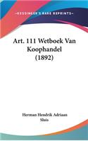 Art. 111 Wetboek Van Koophandel (1892)