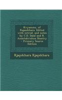 Kvyamms, of Rajasekhara. Edited with Introd. and Notes by C.D. Dalal and R. Anantakrishna Shastry - Primary Source Edition