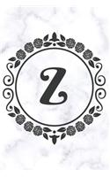 Z: Sketchbook - Cute Personalized Floral Initial Monogram Drawing Book for Artists - Pretty Doodling Pad for Students for Girls & Women - Letter Z - Wh