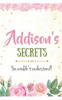 Addison's Secrets personalized name notebook for girls and women