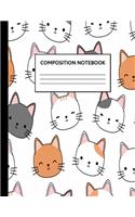 Composition Notebook: Wide Ruled Paper Notebook Journal - Cute Wide Blank Lined Workbook for Teens Kids Students Girls for Home School College Writing Notes - Cute Cat Ki