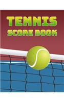 Tennis Score Book: Game Record Keeper for Singles or Doubles Play - Tennis Ball and Net