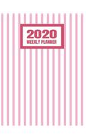 2020 Weekly Planner: January 2020 - December 2020 Calendar Agenda And Daily Schedule For Women And Girls - Pink Stripes Pattern (8.5"x11")