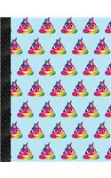 My Super Cute Blue Rainbow Unicorn Poop Emoji 4x4 Quad Graph Paper Notebook