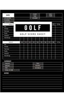 Golf Score Sheet: Golf Game Record Keeper Book, Golf Scoresheet, Golf Score Card, Handwriting Journal Paper, Golfing Log Scorecards, Indoor Outdoors Books Sports, Siz