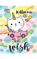 Kittycorn Make a Wish: 7.44 X 9.69 Cute Kittycorn Unlined Journal Paper Notebook with Numbered Pages Unique Back to School, Appreciation, Sketchbook, Birthday, Christmas, 