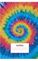 Journal: Tie Dye Daily Blank Journal 90 Day Yellow Purple Blue Orange Red Spiral Psychedelic Wide Ruled Lined Lightweight Paper Cover Notebook Diary for Stud