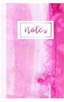 Notes: Stylish Feminine Pink Batik Watercolor Stripes Pattern Girls Women Student Graphic Design Art Gift Composition Notebook Journal, 6x9" 100 Pages Coll