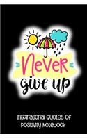 Never Give Up: Inspirational Quotes of Positivity Notebook