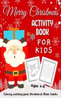 Merry Christmas Coloring Activity Book For Kids Ages 4-8