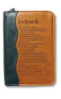Footprints Poem Bible Cover, Zippered, Italian Duo-Tone Imitation Leather, Brown, Medium: Duo-tone, Footprints, Medium, Two Tone Brown