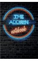 The ADDISYN Notebook: Vintage Blank Ruled Personalized & Custom Neon Sign Name Dotted Notebook Journal for Girls & Women. Wall Background. Funny Desk Accessories. Retro B