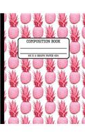 Composition Notebook Graph Paper 4x4: Fun Trendy Pink Pastel Tropical Pineapple Back to School Quad Writing Book for Students and Teachers in 8.5 x 11 Inches