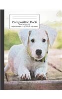 Composition Book White Puppy Dog - Large Hexagon