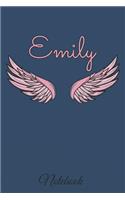 Emily Notebook: A beautiful personalized angel wings soft cover notebook with 100 lined pages in 6x9 inch format. Personal Diary Personalized Journal Customized Jou