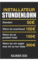 Kalender 2020: Installateur Stundenlohn A5 Kalender Planer für ein erfolgreiches Jahr - 110 Seiten