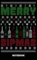 Merry Sipmas Notebook: 100 Dotted Pages - 6X9 Inches - Sketchbook - Diary - Journal - For Men And Women - Christmas Or Birthday Gift For Him And Her - Funny Gift Idea - Fo