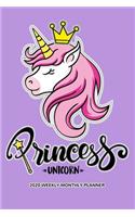 Princess Unicorn 2020 Weekly Monthly Planner