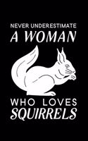 Never Underestimate a Woman Who Loves Squirrels: Blank Lined Journal Notebook, 6" x 9", Squirrel journal, Squirrel notebook, Ruled, Writing Book, Notebook for Squirrel lovers, Squirrel Appreciation