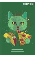 Notizbuch quadratisch Cosmic Cat Pizza Taco: A5 Notebook - 111 Seiten - Extra Kalender 2020 - Einzigartig - Kariert - Karriert - karo - Geschenk - Geschenkidee