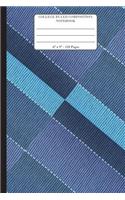 College Ruled Composition Notebook. 6" x 9". 120 Pages: Blue Shades Fabric Textile Pattern Cover. College ruled paper, medium ruled paper. For middle school to college. Composition notebook for teens and 