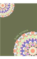 Blank Notebook: 7 x 10, 100 Pages, Unique Mandala Designs for Cover, Blank book, Recipe, Planner, Journal to Write in Classic Notebook Ruled Diary for Men Women Wri