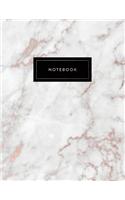 Notebook: Beautiful Shiny Rose Gold and Soft White Marble 150 College-Ruled (7mm) Lined Pages 8.5 X 11 - (A4 Size)