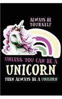 Always Be Yourself Unless You Can Be a Unicorn: Blank Lined Writing Journal Notebook to Write In. Classic Diary Memo Book with Themed Design Cover