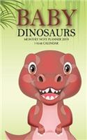 Baby Dinosaurs Monthly Note Planner 2019 1 Year Calendar