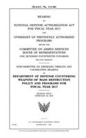 Hearing on National Defense Authorization Act for Fiscal Year 2017 and oversight of previously authorized programs before the Committee on Armed Services, House of Representatives, One Hundred Fourteenth Congress, second session: Subcommittee on Emerging