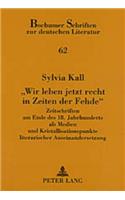 «Wir leben jetzt recht in Zeiten der Fehde»