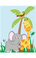 Safari Animals Jungle Animals Zoo Party Notebook: Zoo Animals Notebook Elephant, Tiger, Zebra, Monkey, Parrot, Giraffe, Tiger, Snake, Spider & Frog 8.5 x 11 Softcover 100 Wide Rule Pages