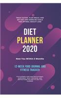 Diet Planner: 12-Week / New You Within 90 Days, Food Journal and Fitness Tracker 6 x 9 in - Cream / 111 Pages: Exercise & Diet Journal / Track Eating With Plan Me