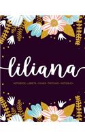 Liliana: Notebook - Libreta - Cahier - Taccuino - Notizbuch: 110 pages paginas seiten pagine: Modern Florals First Name Notebook in Light Pink, Baby Blue & M