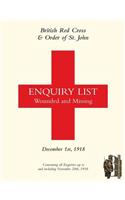 British Red Cross and Order of St John Enquiry List for Wounded and Missing: DECEMBER 1ST 1918 Part One(English)