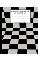 Unruled Composition Notebook 8" x 10". 120 Pages. Squares Black And White Tiles