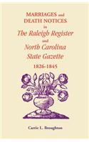 Marriages and Death Notices in Raleigh Register and North Carolina State Gazette 1826-1845