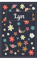 Lyn: Lined Writing Notebook with Personalized Name 120 Pages 6x9 Flowers