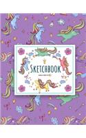 Cute Unicorn Kawaii Sketchbook: 102 blank pages of high quality white paper, 8.5" x 11"cute premium matte cover