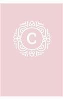 C: 110 Sketch Pages (6 x 9) - Monogram Sketch Notebook with a Light Pink Background and Simple Vintage Elegant Design - Personalized Initial Letter Jou