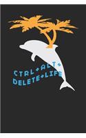 Control Alt Delete Funny Seapunk Dolphin 120 Page Notebook Lined Journal