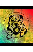 Shar-Pei Color Burst Notebook: Dog Lovers Blank Lined Journal Note Pad 8x10