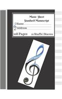 Music Sheet Standard Manuscript -108 Pages 12 Staffs - Staves: Music Sheet Book Silver Music Note