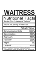 Waitress: Waitress Gift - Funny Lined Notebook Journal Featuring Nutritional Facts About Waitress